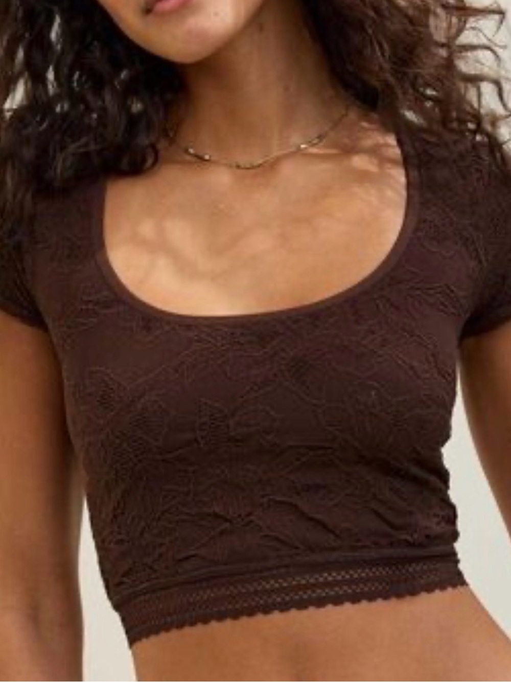 Aerie Superchill Floral Seamless Cap Sleeve Top Brown